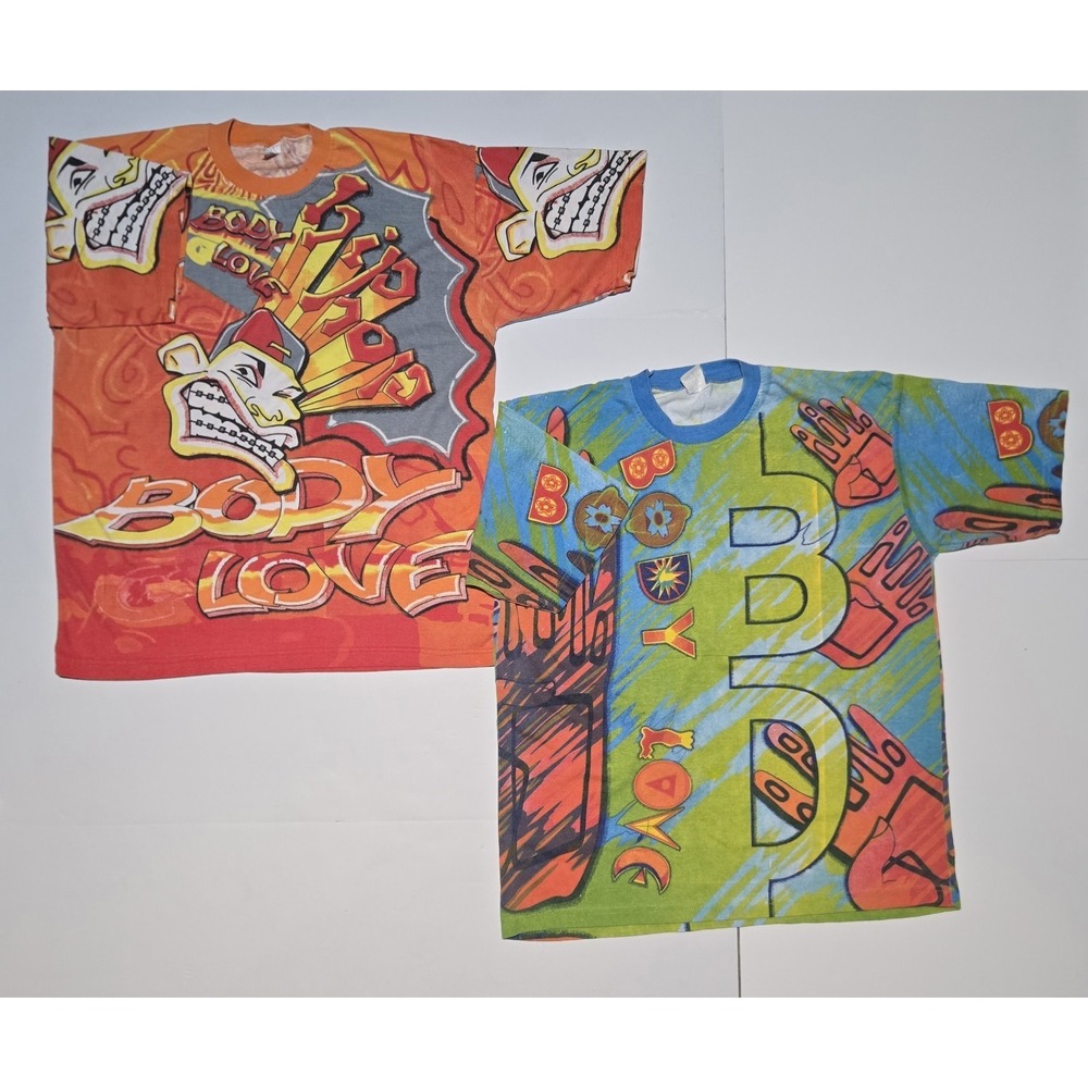 Vtg 90s Body Glove Body Love AOP T-Shirt BUNDLE Carlin Hip-Hop Thailand Y2K Rare